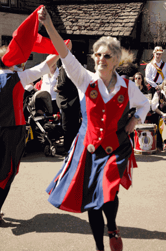 butterfly dancer waving red handkerchief