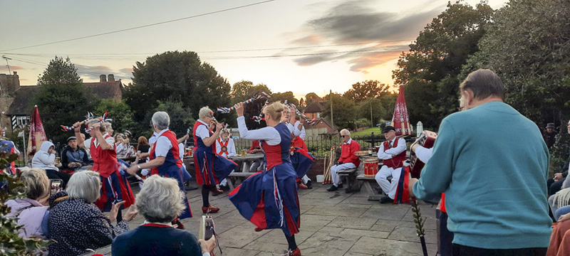 dancing in the garden of the Coach and Horses