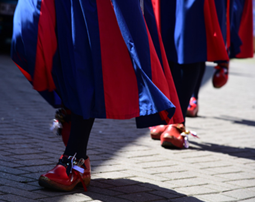 nancy butterfly colourful skirts and clogs