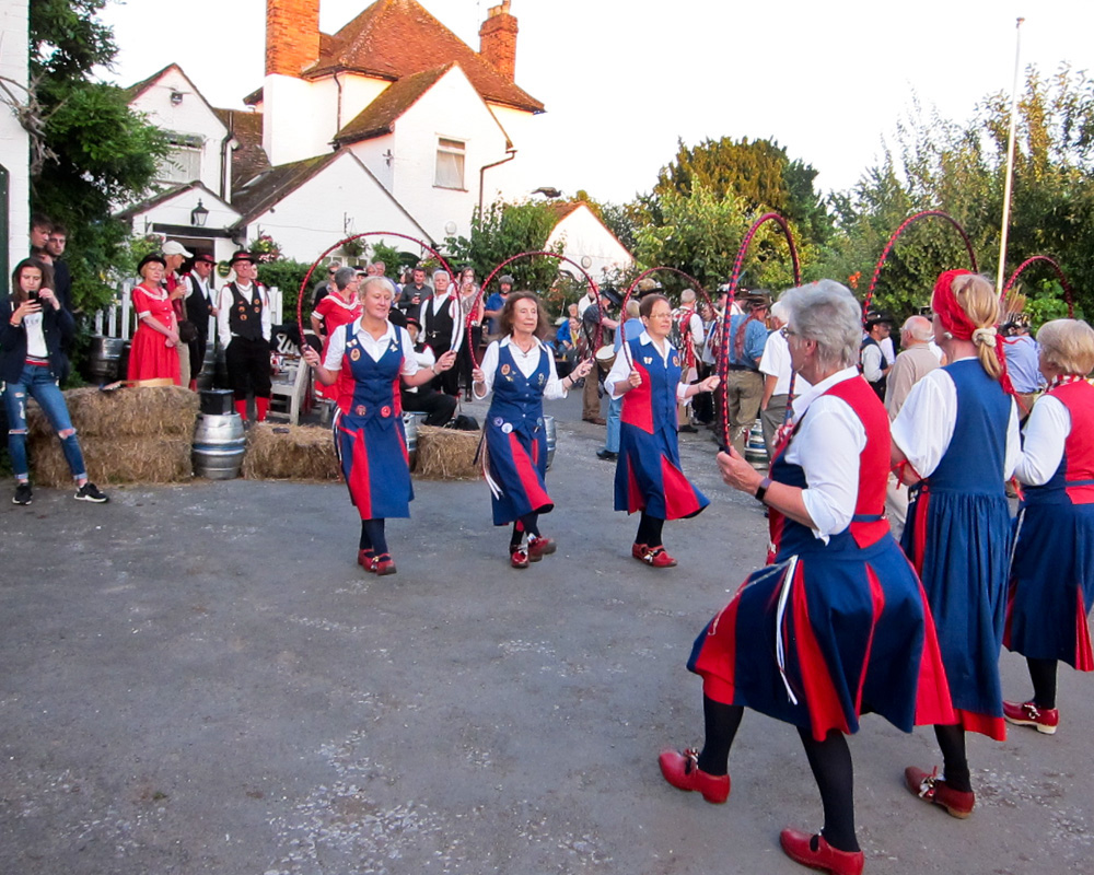 Dancing in front of the Camp Pub, Grimley