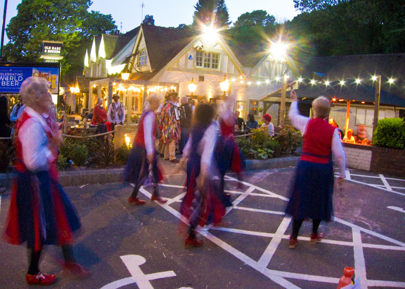 dancing outside the hare and hounds rednal at nightfall
