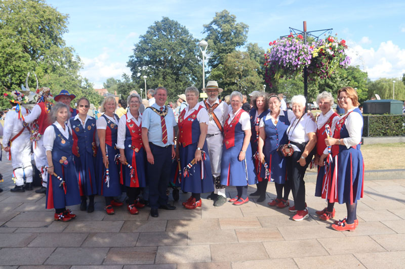 group photograph with the mayor of Stratford shortly after their exhibition dance in front of all the other sides