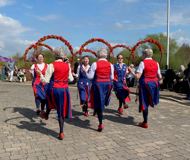 dancing with flower garlands