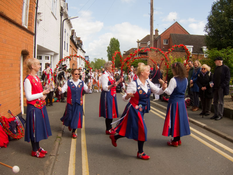 dancing 'petals' in a narrow street in Upton on Severn